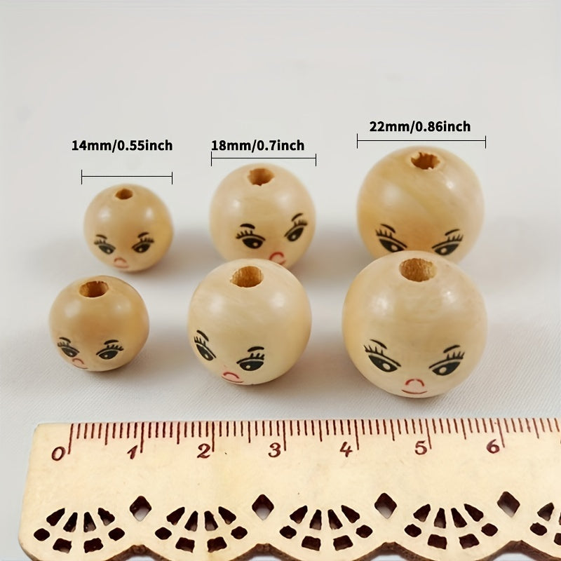 Big Wooden Beads Doll Head Wood Beads for Jewelry Making