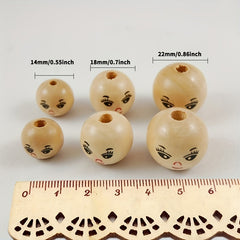 Big Wooden Beads Doll Head Wood Beads for Jewelry Making