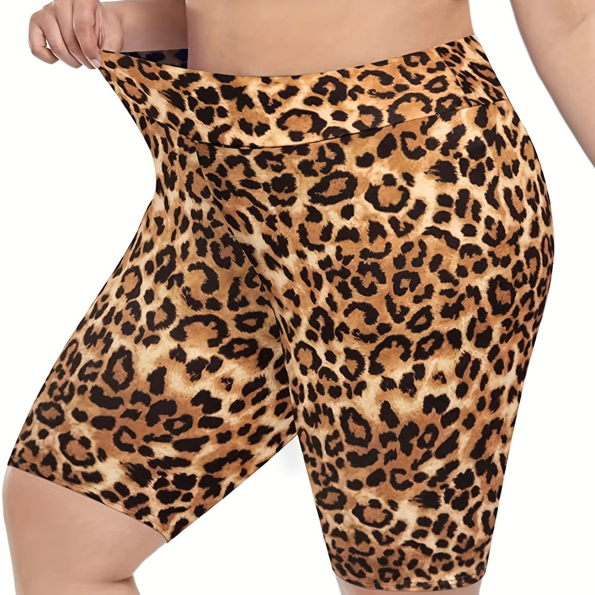 Leopard Print High Rise Skinny Fitness Shorts