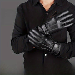 Winter Leather Warm Gloves Velvet Touch Screen Thickened Windproof