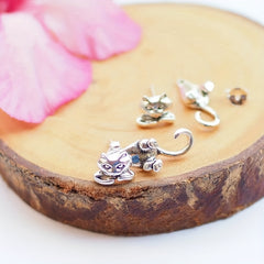 Retro Silvery Men's Earrings Kitten Earrings Animal Jewelry