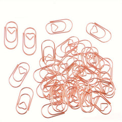 40pcs Rose Golden Heart Shaped Paper Clips - Small Mini Smooth Micro Clips