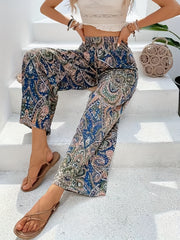  Geometric Print Drawstring Wide Leg Pants
