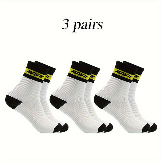 3 Pairs Men's Crew Sport Socks Sweat Absorbing Nylon Blend Comfy Breathable