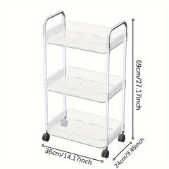 3-4 Tier Clear Utility Cart Rolling Organization Cart With Handle And Wheels