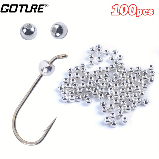 100pcs High Tungsten Fly Tying Beads Silvery Fishing Tackle