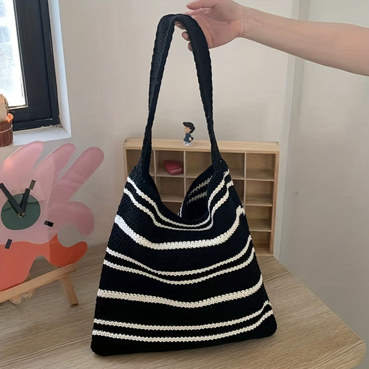 ColorBlock Shoulder Bag Striped Woven Bag - Perfect Tote Bag