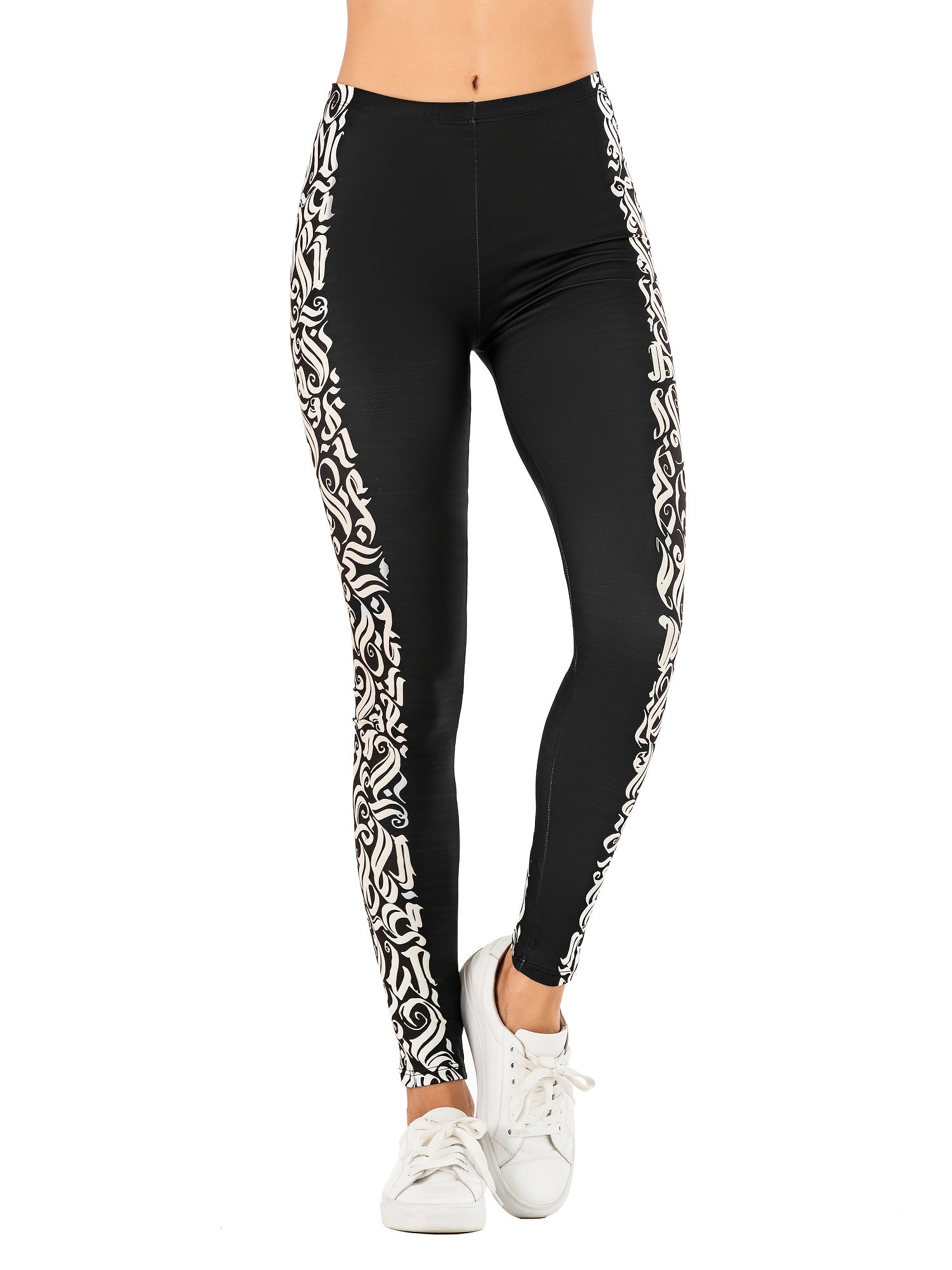 Baroque Print High Waist Slim Leggings