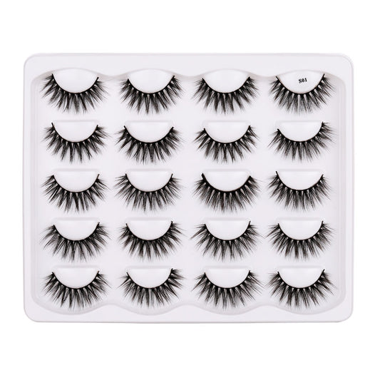 Vegan Natural Plant Fiber False Eyelashes Curly Full Cat Eye Faux Mink Lashes