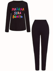 Halloween Horror Drinks Print Tee & Leggings Set