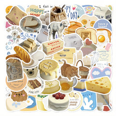 63pcs Butter Bread Stickers for Phone Laptop Waterproof Stickers