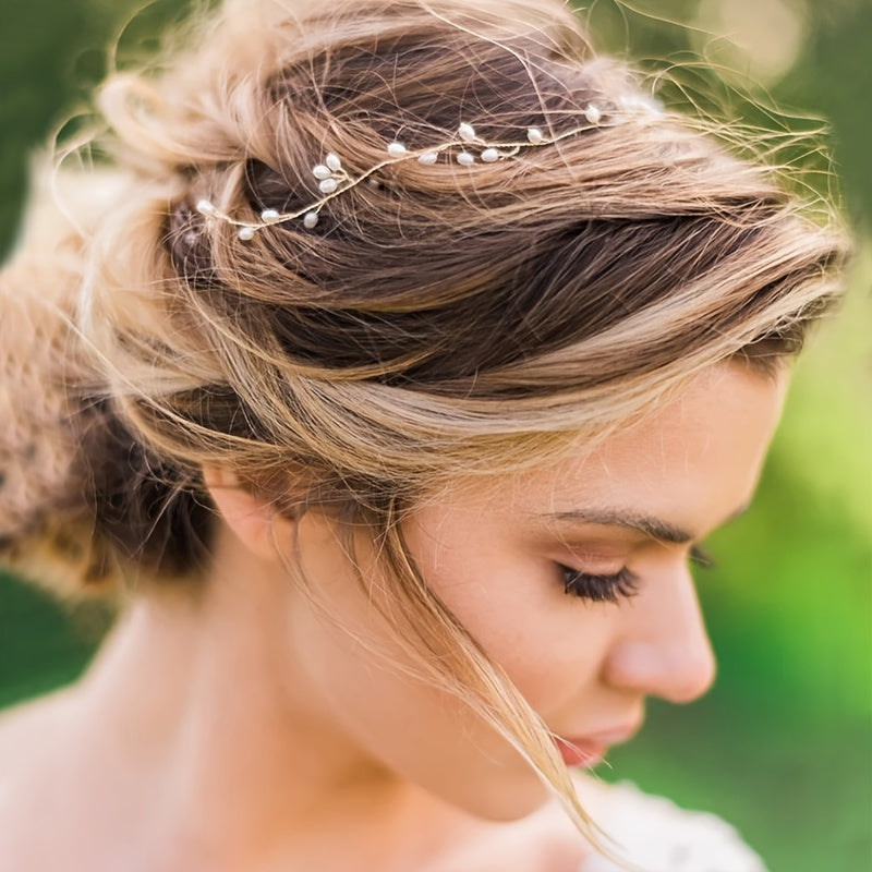 Boho Pearl Hair Vine Headpiece for Brides