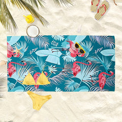 Flamingo Beach Towel Large Microfiber Towel with Sun Protection