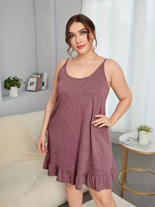  Loungewear Dress Solid Scoop Neck Cami Nightdress