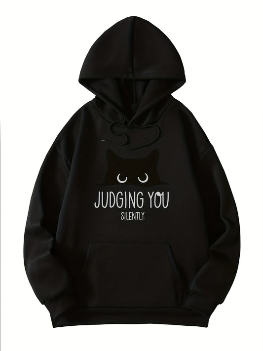 Cat Graphic Sports Hooded Sweatshirt Warm Hoodie Women