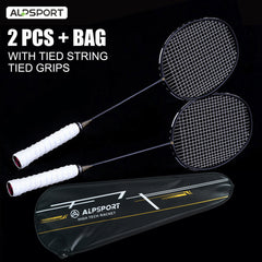2pcs Alp XHP 100 Carbon Fiber Badminton Racket 6U 72g 30lbs Tension