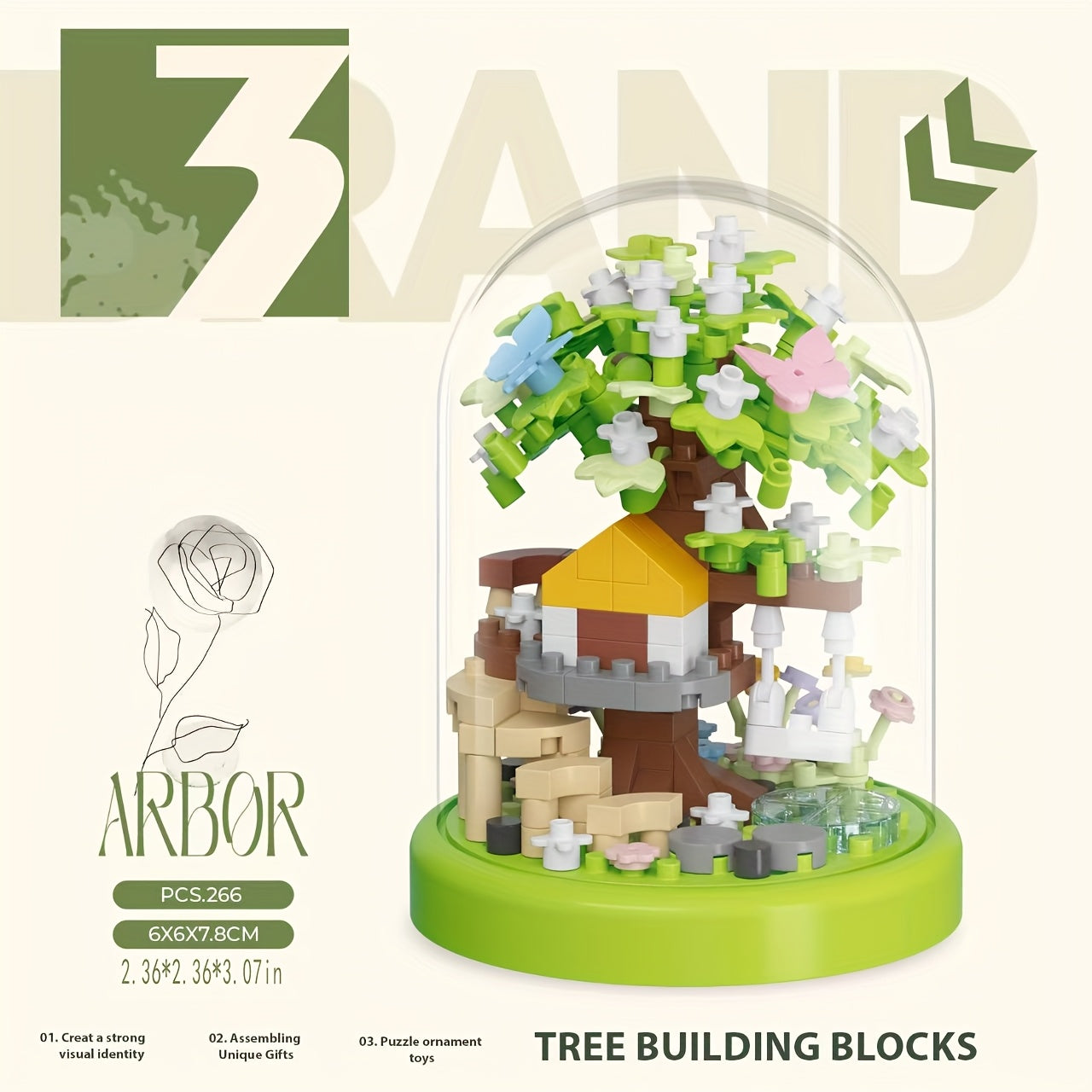 1320 Particle Tree House Building Blocks Spring Autumn Winter Creative
