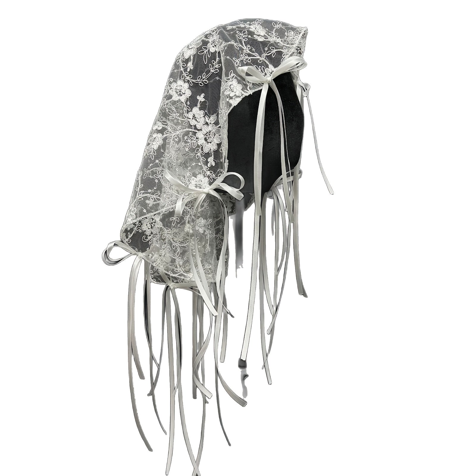 Short Lace Bridal Veil with Bow Detail