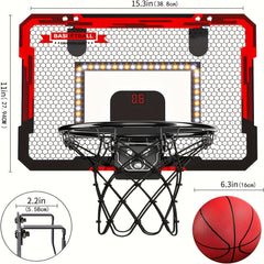 LED Indoor Basketball Hoop with Electronic Scoreboard & 4 Balls