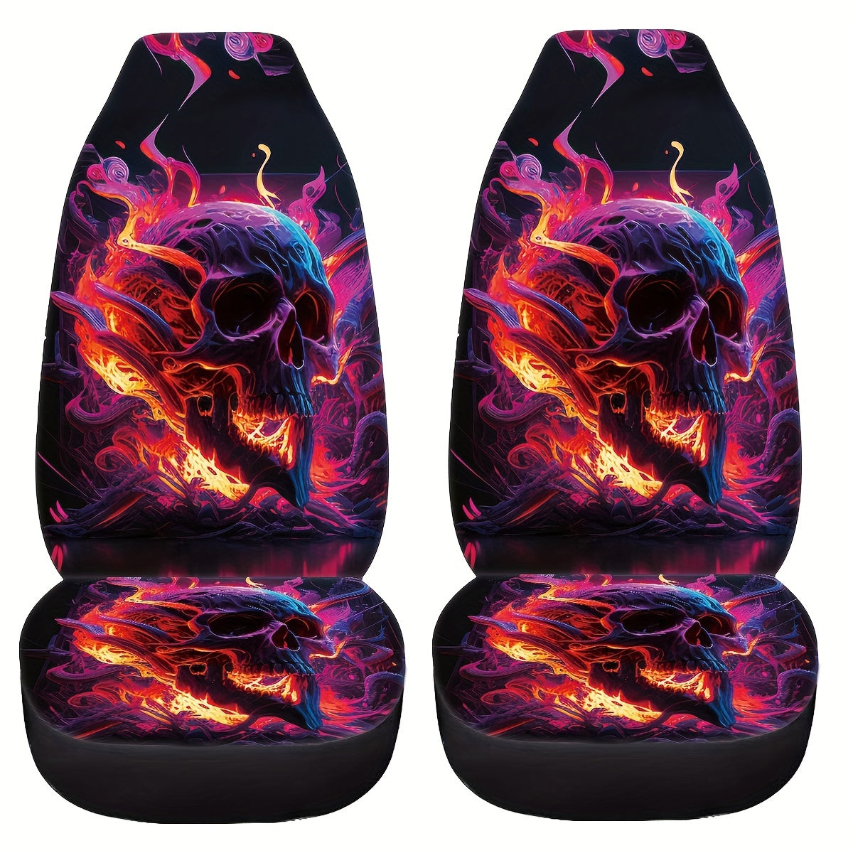 Flame Skull Print Car Seat Cover