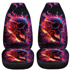 Flame Skull Print Car Seat Cover