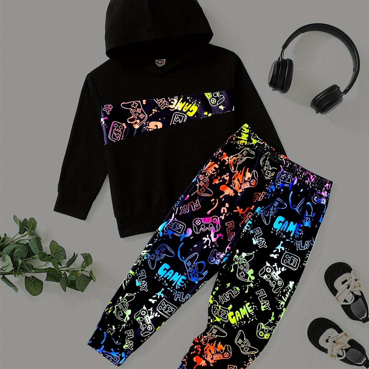 Reflective Boy's 2pcs Hoodie & Sweatpants Set Colorful Graphic Outfits