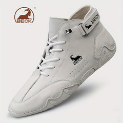 Men's Leather Lace-up Sneakers Comfortable Walking Shoes