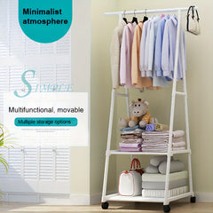 Thickened Steel Triangle Coat Rack with Wheels, Clothes Storage