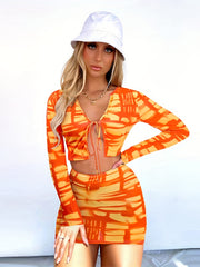Y2K Tie Dye Two Piece Set - Crop Tops & Mini Skirt