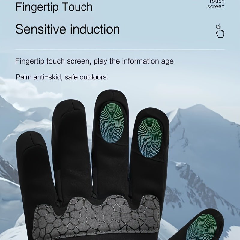 Thickened Long Finger Cycling Gloves Waterproof Skiing Gloves