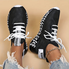 Women's Pattern Running Shoes Lace Up Walking Sneakers