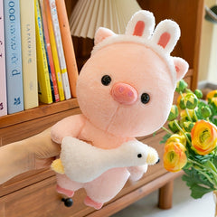 72in Plush Doll Funny Pig Holding Goose Stuffed Animal Children's Gift