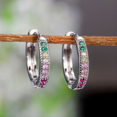 Colorful Zircon Ladies Round Earrings Women's Fine Jewelry