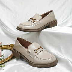 Chunky Loagers Round Toe Buckle Decor Shoes