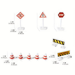 15pcs Road Sign Toy Model City Traffic Road Obstacle Signal Light