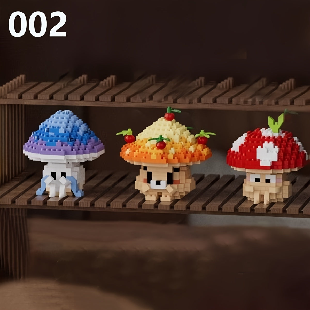 6pcs Mushroom Building Blocks Set, 1970pcs Creative Plant Toy, Desktop Ornament