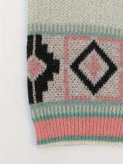  Geo Pattern Long Sleeve Open Front Sweater Cardigan