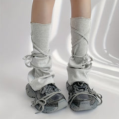 Solid Strappy Leg Warmers Y2K Flare Socks