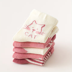 Cat Footprint Striped Tube Socks - Boys and Girls Accessories