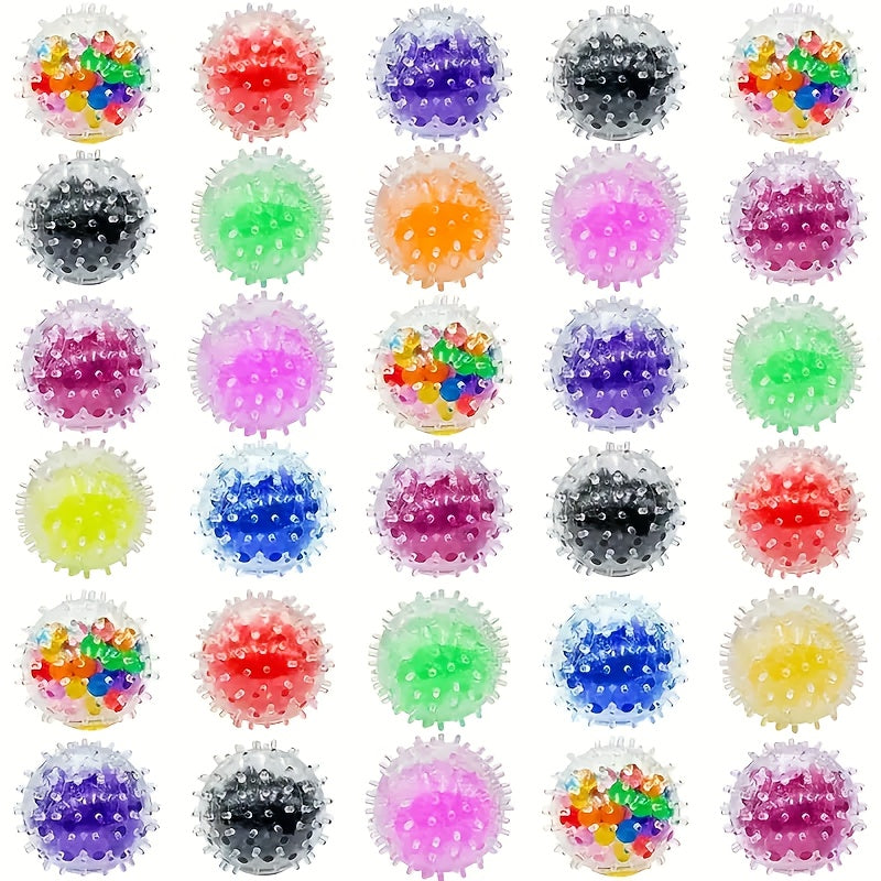Spiky Squishy Balls Finger Toys - 24pcs Assorted Colors