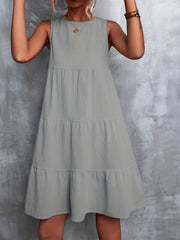 Sleeveless Swing Cake Dress Casual Solid Summer Dresses Women