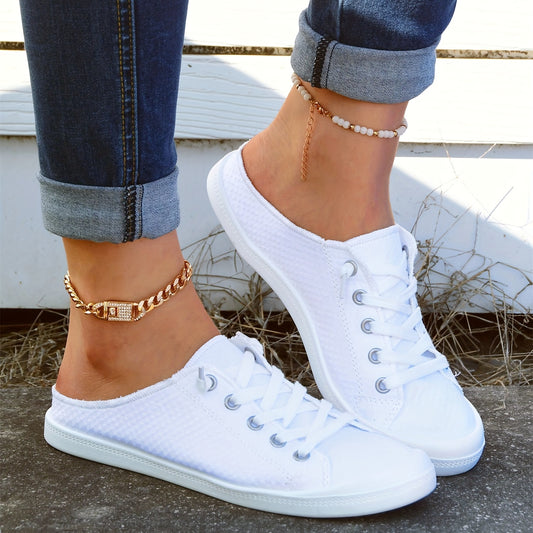 Women's Flat Canvas Shoes Lace Up Slip On Low Top Casual Shoes