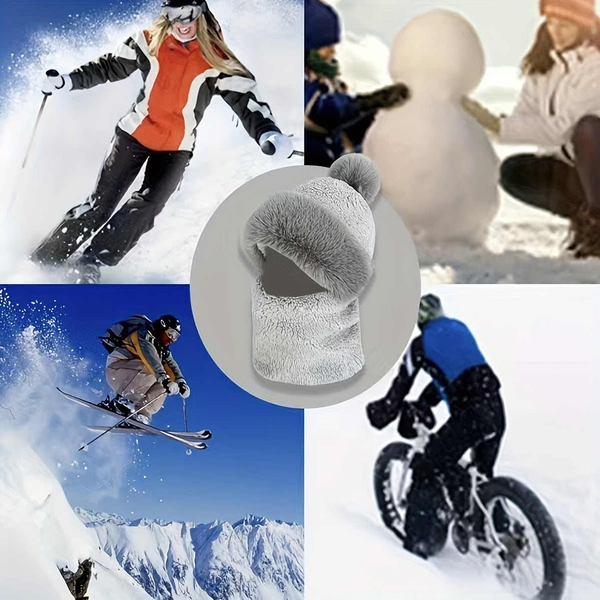 Winter Scarf Hats For Women Men Plush Neck Warmer Outdoor Windproof Hats