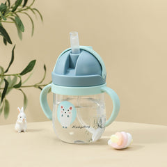 Cute Animal Printed Baby Bottle with Straw Cover