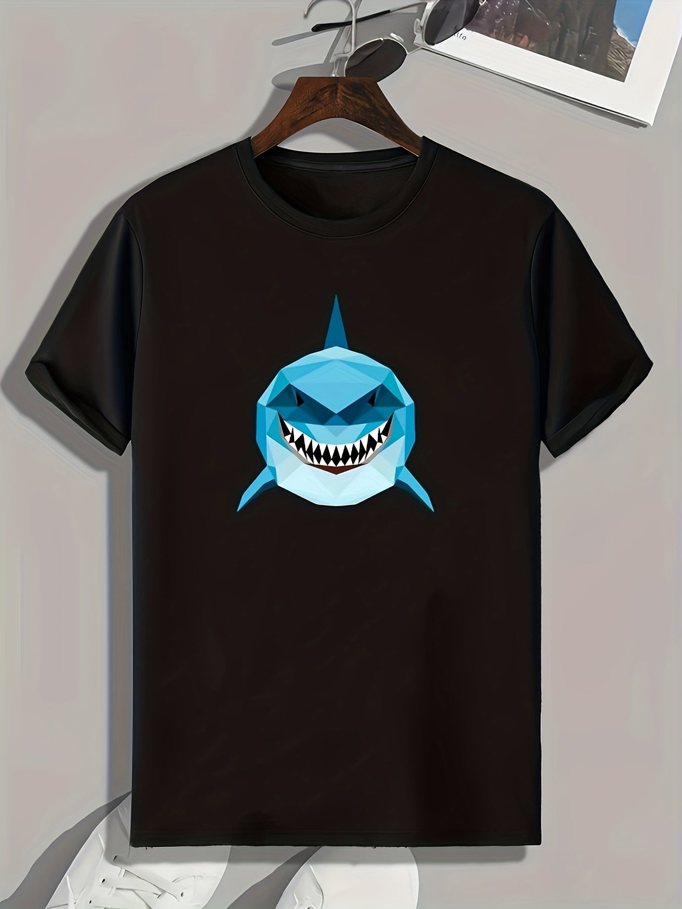 Shark Print Men's Graphic T shirt Casual Comfy Tees For Summer