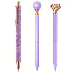 8pcs Purple Ballpoint Pen Set Metal Fancy Pens for Journaling School Office
