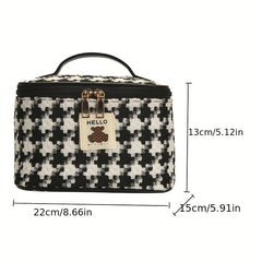 Large Capacity Plaid Toiletry Bag Cosmetic Bag Handbag Travel Storage Bag