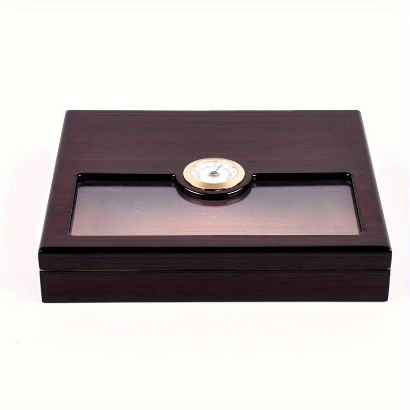 Wooden Storage Box With Hygrometer & Divider For 25pcs Protective Storage