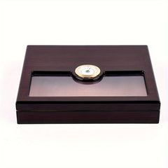 Wooden Storage Box With Hygrometer & Divider For 25pcs Protective Storage