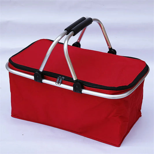 32L Insulated Cooler Bag Folding Picnic Camping Lunch Bags Storage Basket